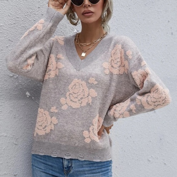 New Fall great floral print sweater - Picture 3 of 5
